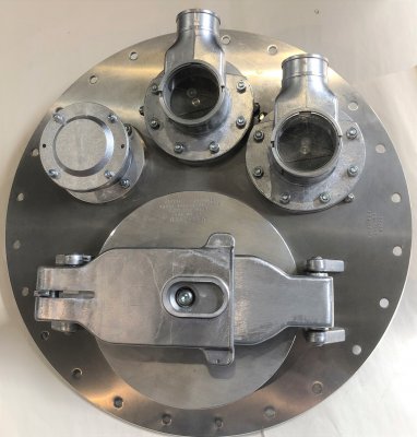 DN500 Manhole cover with inspection cover 10" and holes for two vapour recovery valve and a sensor box