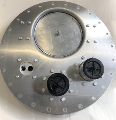 DN500 Manhole cover with inspection cover 10" and holes for two vapour recovery valve and a sensor box